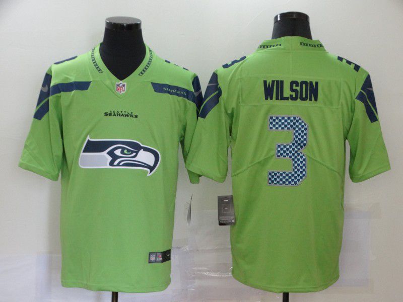 Men Seattle Seahawks #3 Wilson Green Nike Team logo fashion NFL Jersey->arizona cardinals->NFL Jersey